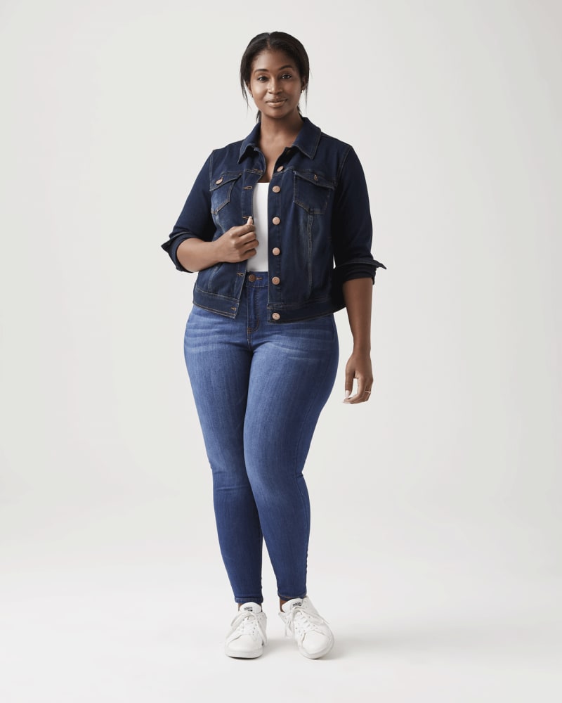 Plus size denim blazer sale